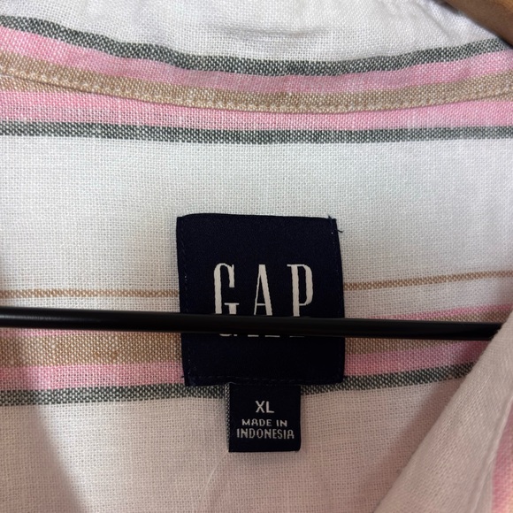 GAP WOMEN'S LINEN PINK WHITE MULTICOLOR BUTTON DOWN SIZE XL BRAND NEW WITH TAGS - Picture 5 of 8